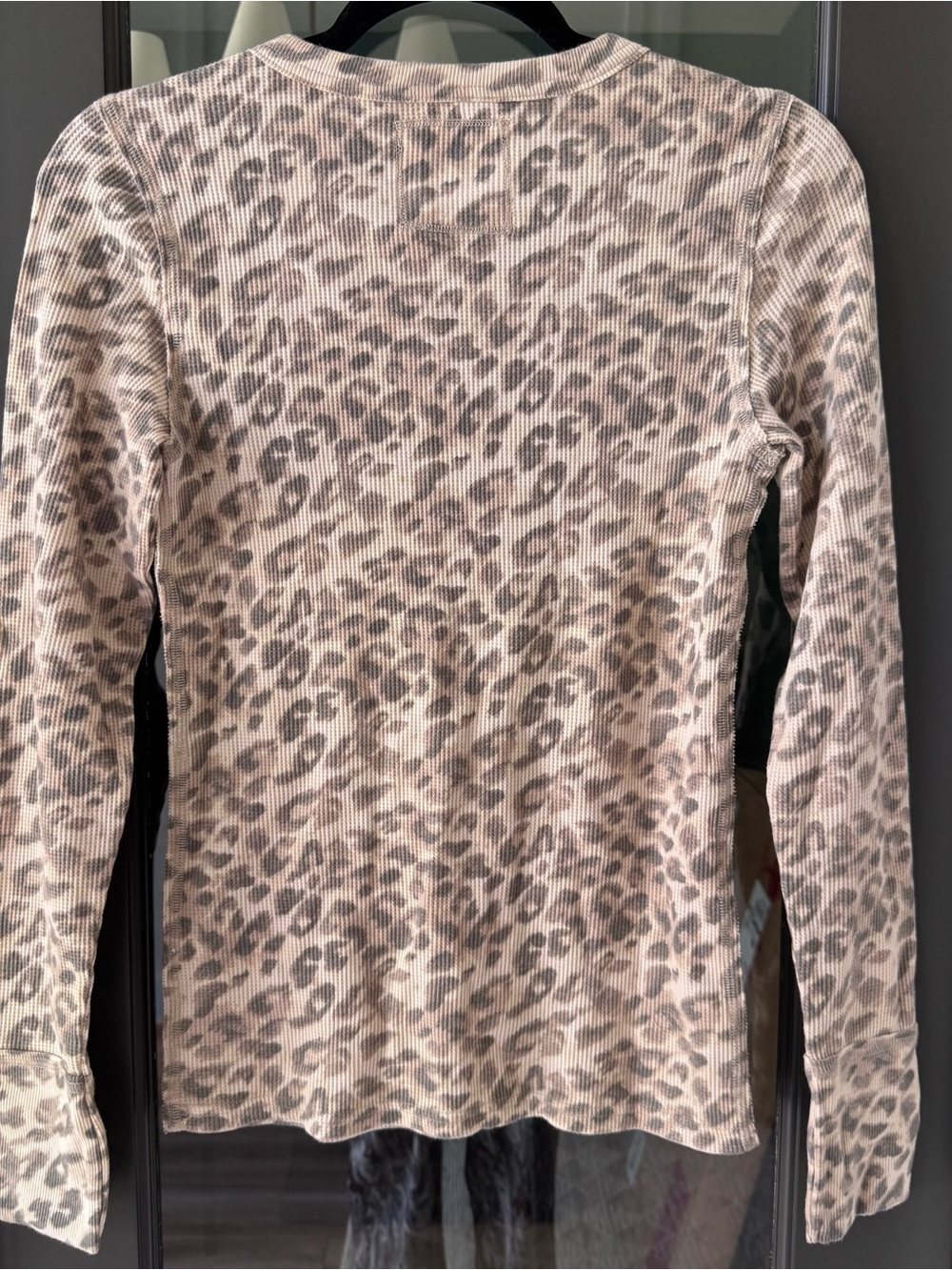 Aerie Essential Crew Leopard-Print Layering Longsleeve T-shirt Cozy Cotton-blend - Picture 7 of 9